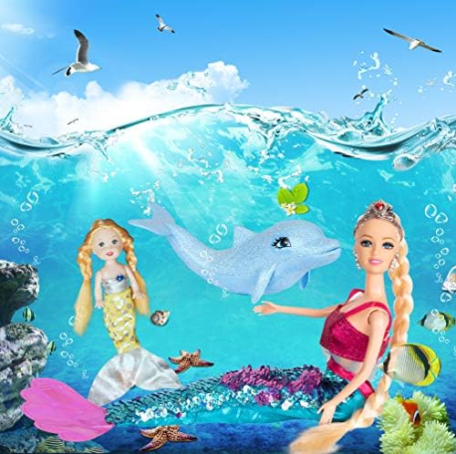 Žute Rijeke Sirena Princeza Lutku Playset, Boja se Mijenja Sirena Rep od Unazad Squins, 12 Mode Haljinu