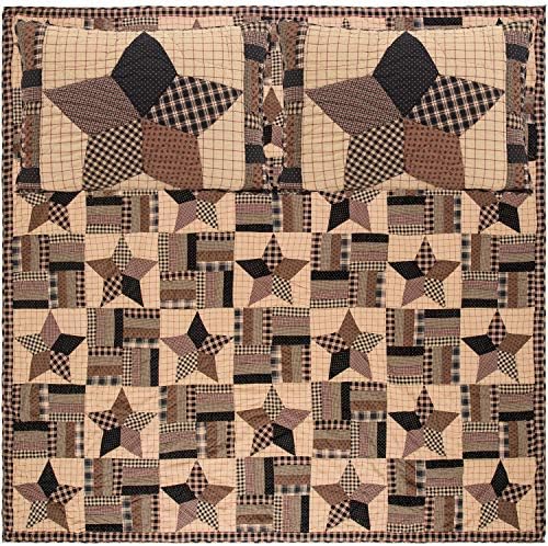 VHC Marke Bingham Zvijezda 3 Komad Kaliforniji Kralj Pokrivač Set Zemlji Mozaik Dizajn, Mekani Crni i Tan