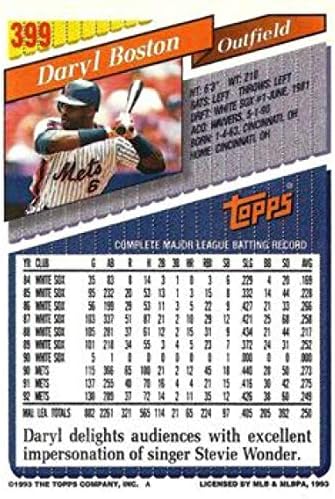 1993 kupio sam Zlato Bejzbol 399 Daryl Boston, New York Metsi Službene MLB Trgovinu Karticu Iz kupio sam