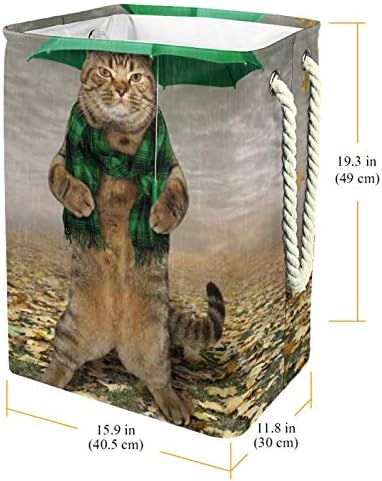 Rublje Korpu Jesen Smiješno Mačke Sa Kišobranom Foldable Posteljini Veš Skladište Korpu sa Ručkama je odvojiva