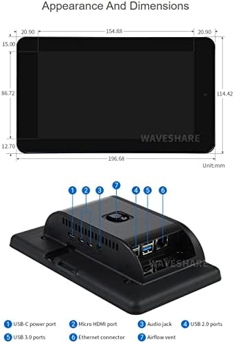 Waveshare 7inch Capacitive Diraj Prikaži za Maline Pi sa Zaštitu Slučaj i 5MP Pred Kameru 800×480 Rezoluciju